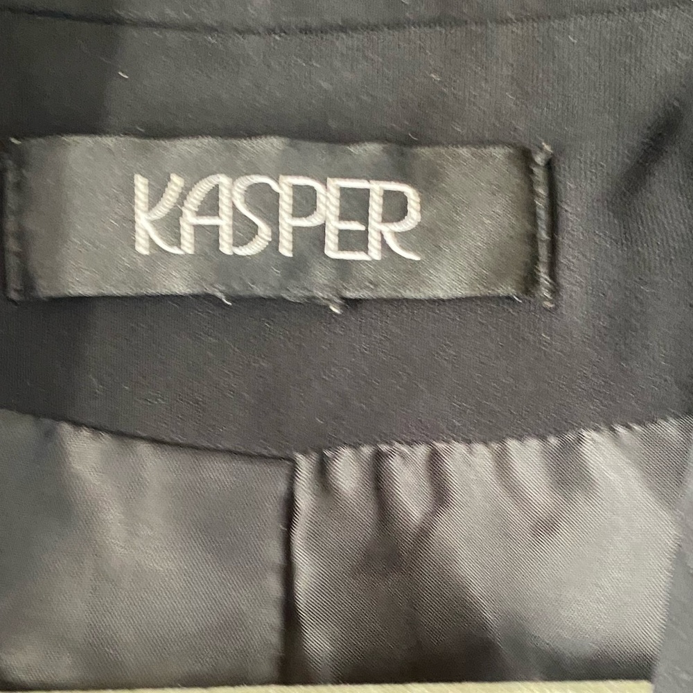 KASPER Black Blazer Jacket Medium 90s Minimalist Dark Academia Office Siren Goth - Picture 7 of 7
